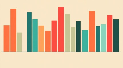 Stylized infographic bars over neutral tan and cream background