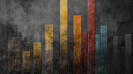 Textured bar graph with color overlay effect on gray linen background