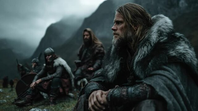 Medieval Viking Horde Battle Illustration