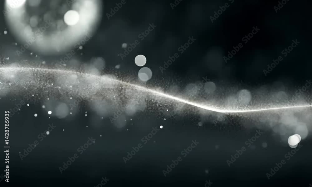 Wall mural suspended glowing dust cloud in a black background with soft particles made with generative ai techn
