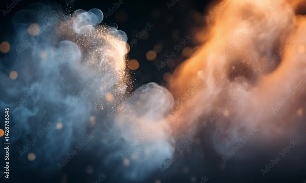Wall mural a glowing cloud of dust particles floating in a dark background made with generative ai technology