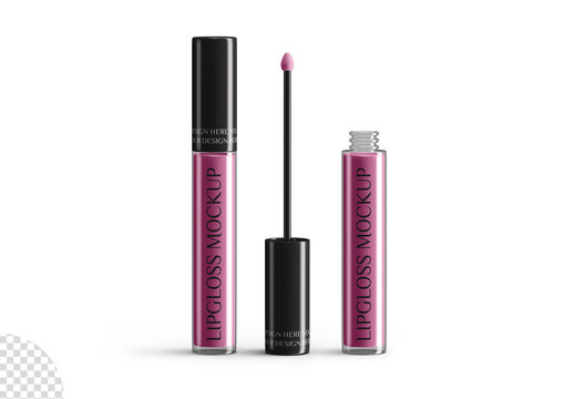 Mockup of Cosmetic Lip Gloss Lipstick MakeupTube Packaging Isolated