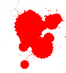 red watercolor blood brush drop splatter splash on white background artistic