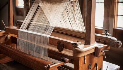 vintage loom machine artwork showcasing traditional weaving techniques