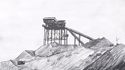 Obraz premium Industrial Mining Conveyor Belt System