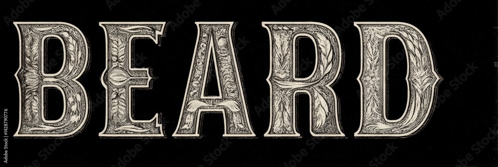 Aufkleber Stylized Typography Design of the Word Beard Creatively Shaped to Resemble a Beard in a Decorative and Artistic Format
