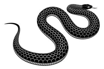 Fototapeta premium Minimalist Black‑and‑White Snake – Modern Vector Art in png