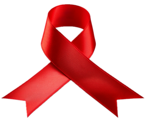 Red ribbon awareness isolated transparent background png