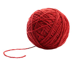Textured Red Yarn Ball with Transparent Background, Craft Supply Material
