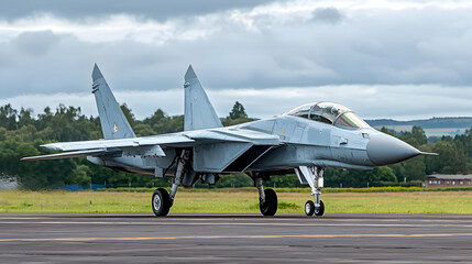 Military Fighter Jet On Runway