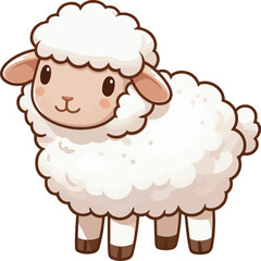 Cute Cartoon Sheep Set in Vector Style