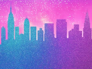 Sparkling New York City skyline silhouette.