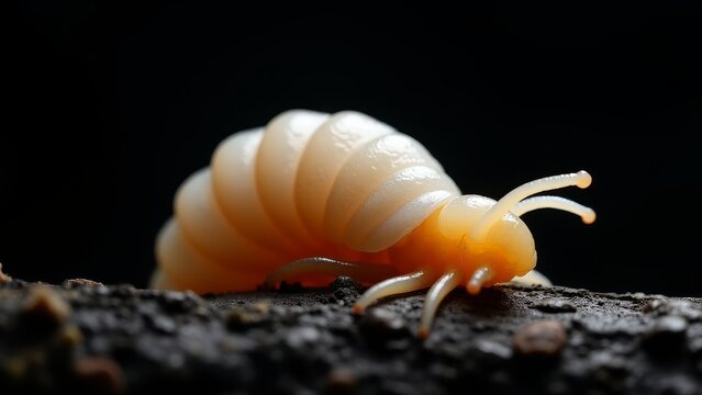 Yellow Pill Millipede on Tree Branch