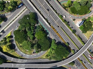 aerial view of the road