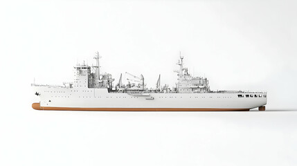 Fototapeta premium White Warship Model 3d Render