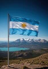 Argentina Flag Patagonia Mountain Landscape Background