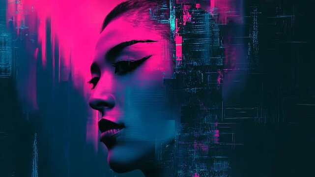 Elegant lady with pink lips, a vector art illustration of beauty and style