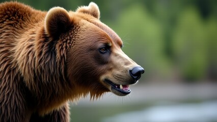Obraz premium Grizzly Bear Portrait Profile In Nature