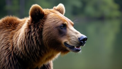 Fototapeta premium Grizzly Bear Profile Close-Up Outdoors