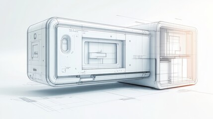 Fototapeta premium Futuristic, Abstract Device Blueprint