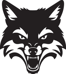 Fototapeta premium Premium silhouette design. Silhouette angry fox vector face illustration. 