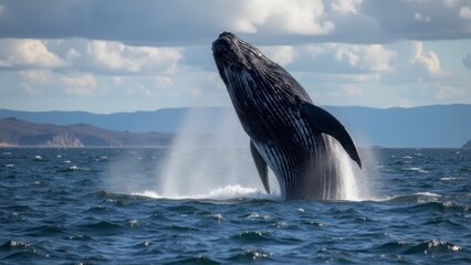 Humpback Whale Breaching In Ocean-Baja California
