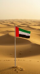 UAE Flag Desert Landscape Dubai Context Background