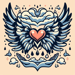  vector illustration heart with wigs