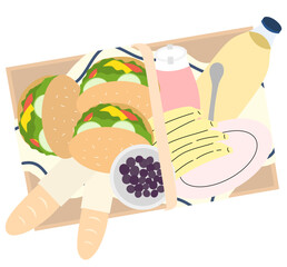 Hand drawn picnic basket illustration
