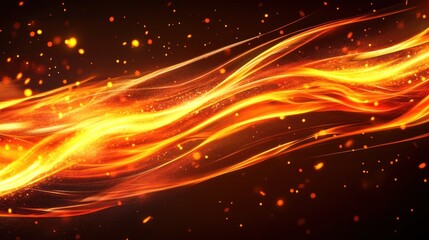 Obraz premium Fiery energy wave, dark background, sparks, abstract design