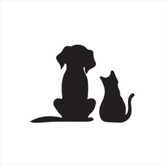 Silhouette of a dog and cat, suggesting companionship and love.
