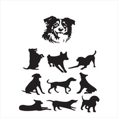 Silhouette dog breeds collection for design inspiration