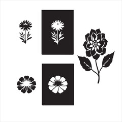 Black and white flower stencils for crafting projects.
