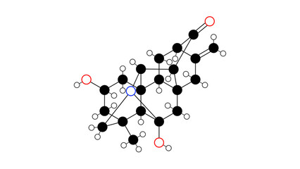 panicudine molecule, structural chemical formula, ball-and-stick model, isolated image amines