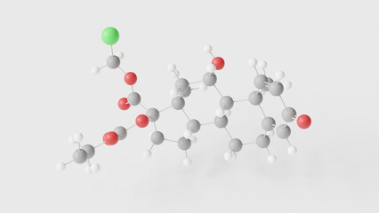 loteprednol etabonate molecule 3d, molecular structure, ball and stick model, structural chemical formula corticosteroid drug