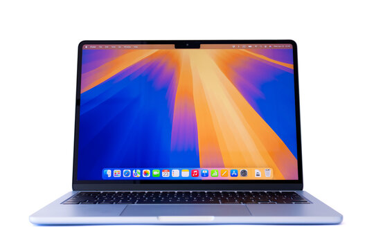 Madrid, Spain - April 23, 2025: Apple MacBook Air with M4 Chip Isolated on White Background