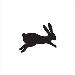 Silhouette of a Running Rabbit, Ideal for Logos or Icons
