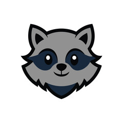 chibi raccoon head mascot logo vector illustration