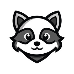 chibi raccoon head mascot logo vector illustration