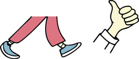 Flexible hands  . Cartoon long elastic hand gestures thumbs up like finger point abstract color funny stretched arms fabric 