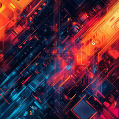 Obraz premium Futuristic Colorful Abstract Pattern - Tech Style Visual
