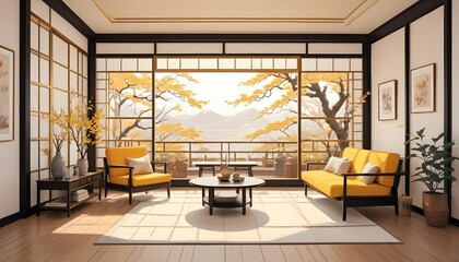 interior modern design room 3d