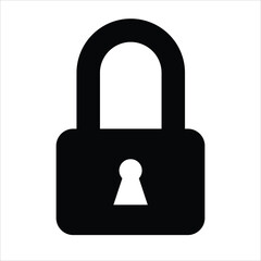 Clean vector illustration of a lock symbol silhouette in black.