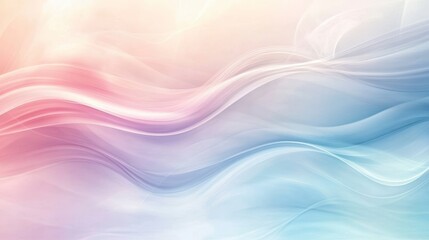 Fototapeta premium Abstract pastel wave background with soft, flowing lines in pink, blue, and white.