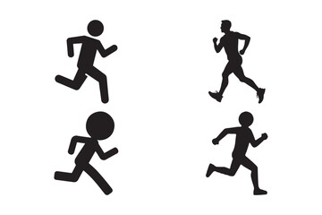 Running Silhouette Icons Jogging and Athlete Vector Clipart Set