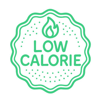 Outline illustration of a low calorie label with flame icon