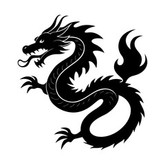 Oriental mythical creature dragon vector graphic art silhouette