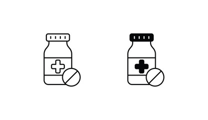 Pill Botle icon design with white background stock illustration