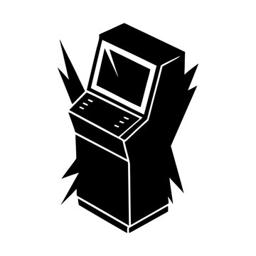 recommend clip art: Retro gaming arcade cabinet machine vector graphic silhouette