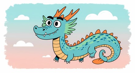 Fototapeta premium Simple and Expressive Dragon Sketch: Capturing the Essence with Concise Lines 